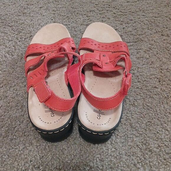 Collection by Clarks Lexi Qwin Coral Leather Sandals Women’s Size 8N NWT - Picture 4 of 8